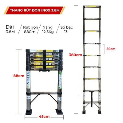 Thang INOX rút đơn chân chống trượt NKT-ID38
